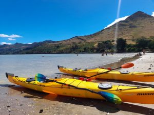 sea kayaks on a beach