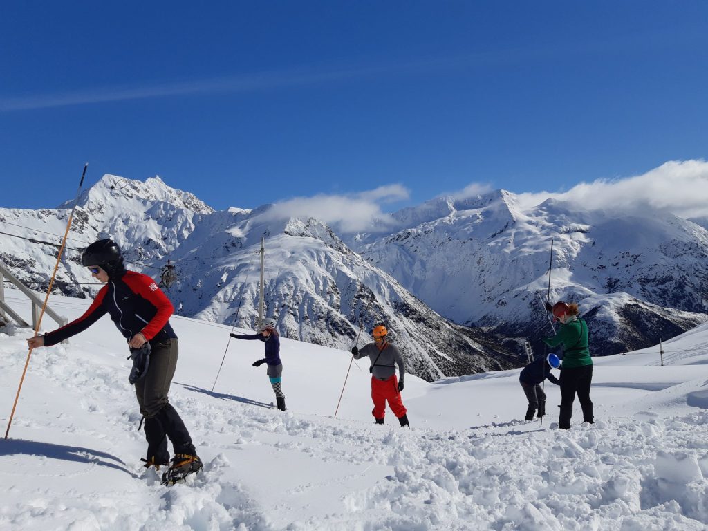 Avalanche training in snow