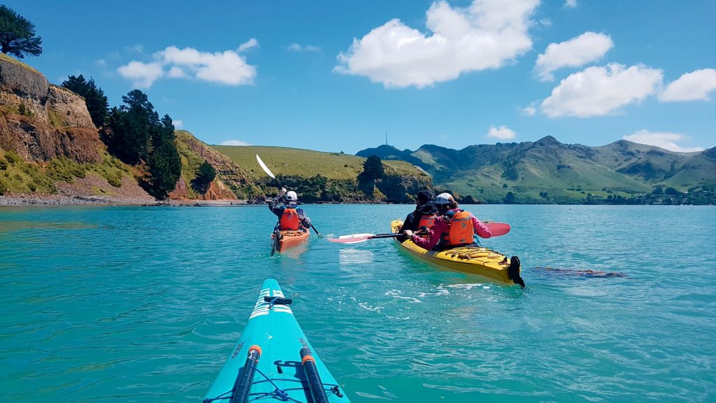 Paddling in Lyttleton harbour on OENZ training course